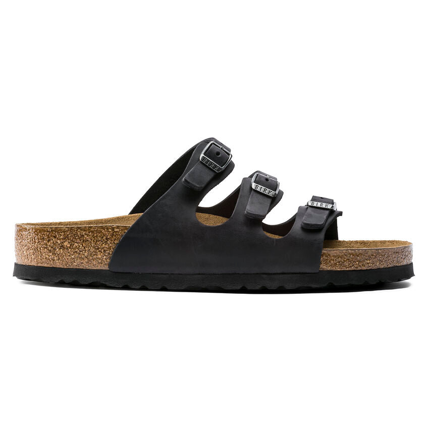 BIRKENSTOCK FLORIDA SOFT FOOTBED BLACK OIL LEATHER