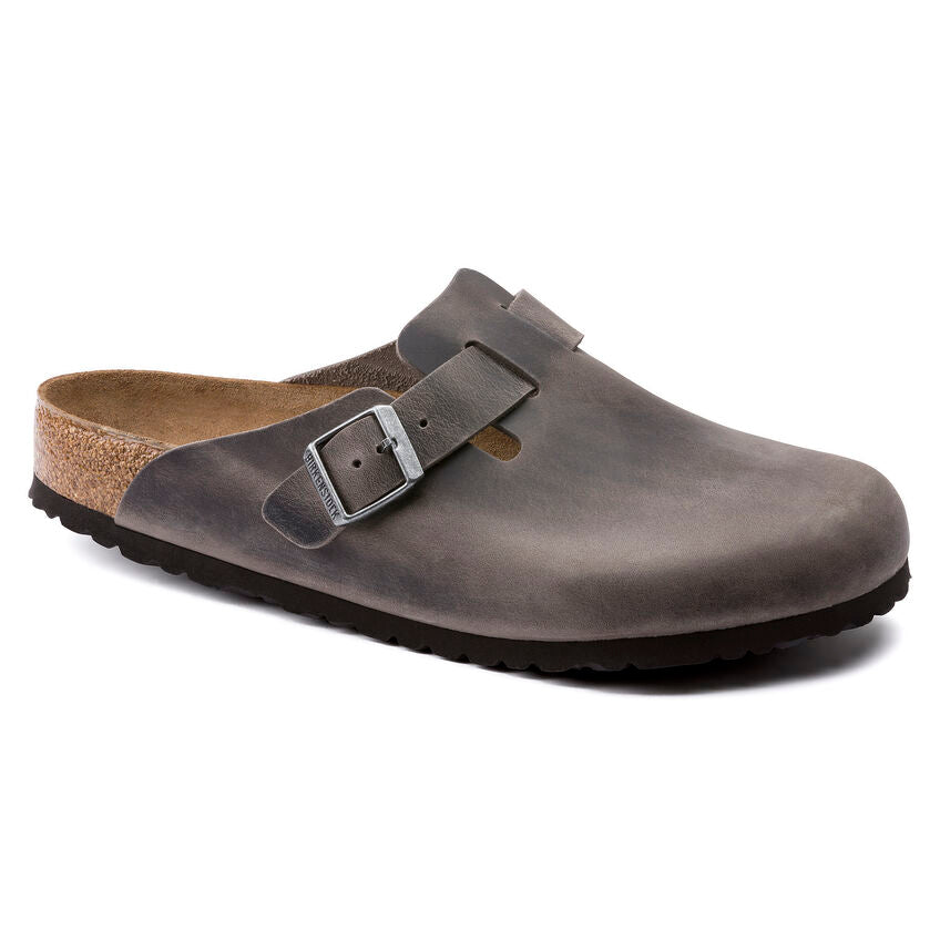 BIRKENSTOCK BOSTON SOFT FOOTBED IRON OIL LEATHER REGULAR