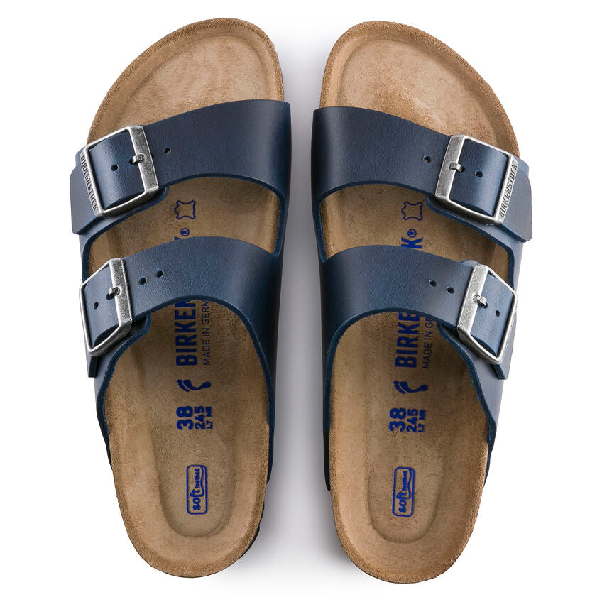 BIRKENSTOCK ARIZONA SOFT FOOTBED BLUE OIL LEATHER NARROW