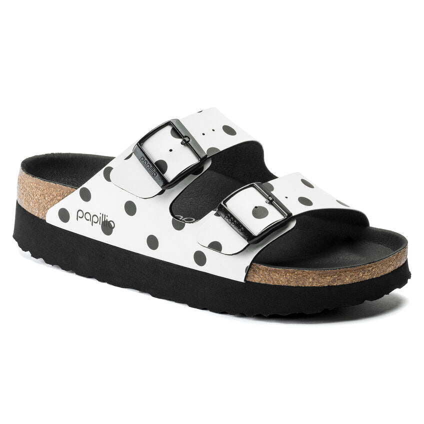 BIRKENSTOCK ARIZONA PLATFORM WHITE DOTS BIRKI FLOR