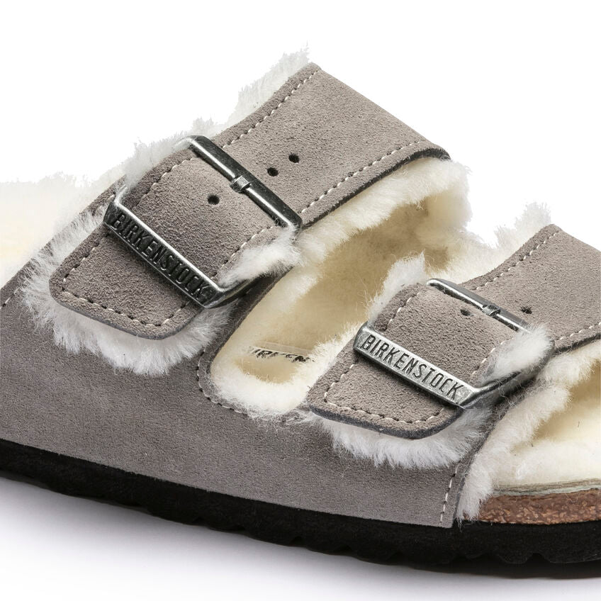 BIRKENSTOCK ARIZONA STONE SUEDE SHEARLING NARROW