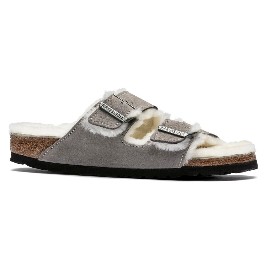 BIRKENSTOCK ARIZONA STONE SUEDE SHEARLING NARROW