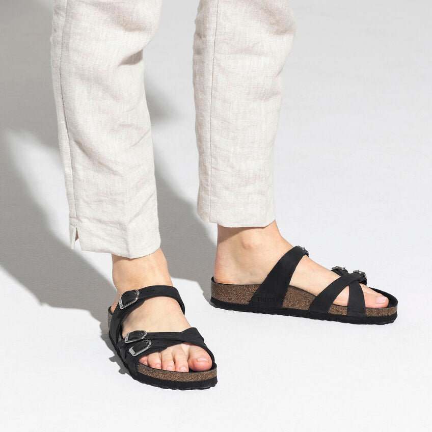 BIRKENSTOCK FRANCA HEX BLACK LEATHER NARROW