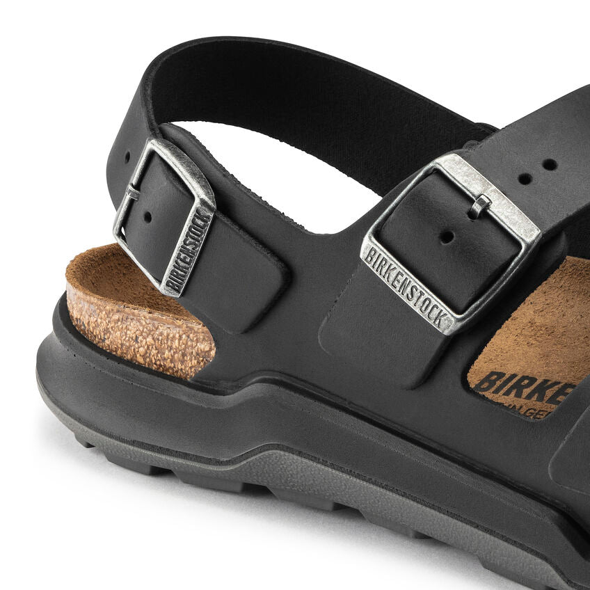 BIRKENSTOCK MILANO RUGGED BLACK OIL LEATHER REGULAR