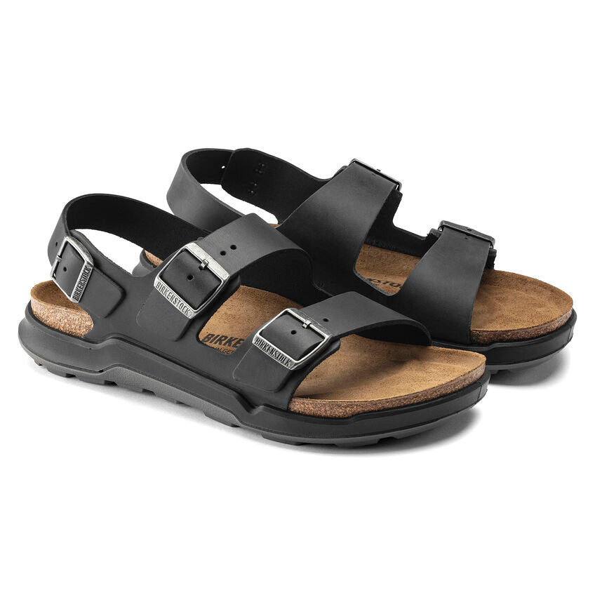 BIRKENSTOCK MILANO RUGGED BLACK OIL LEATHER REGULAR