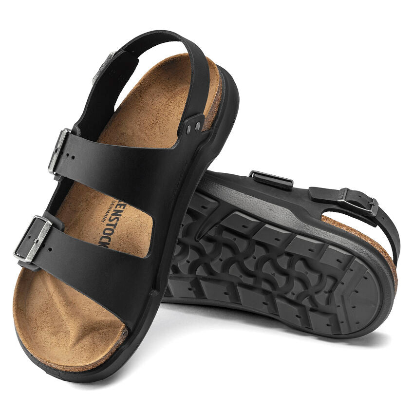 BIRKENSTOCK MILANO RUGGED BLACK OIL LEATHER REGULAR