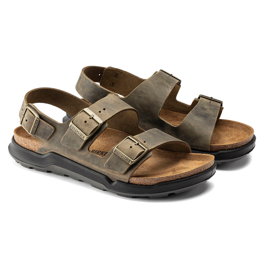 BIRKENSTOCK MILANO RUGGED KHAKI OIL LEATHER REGULAR