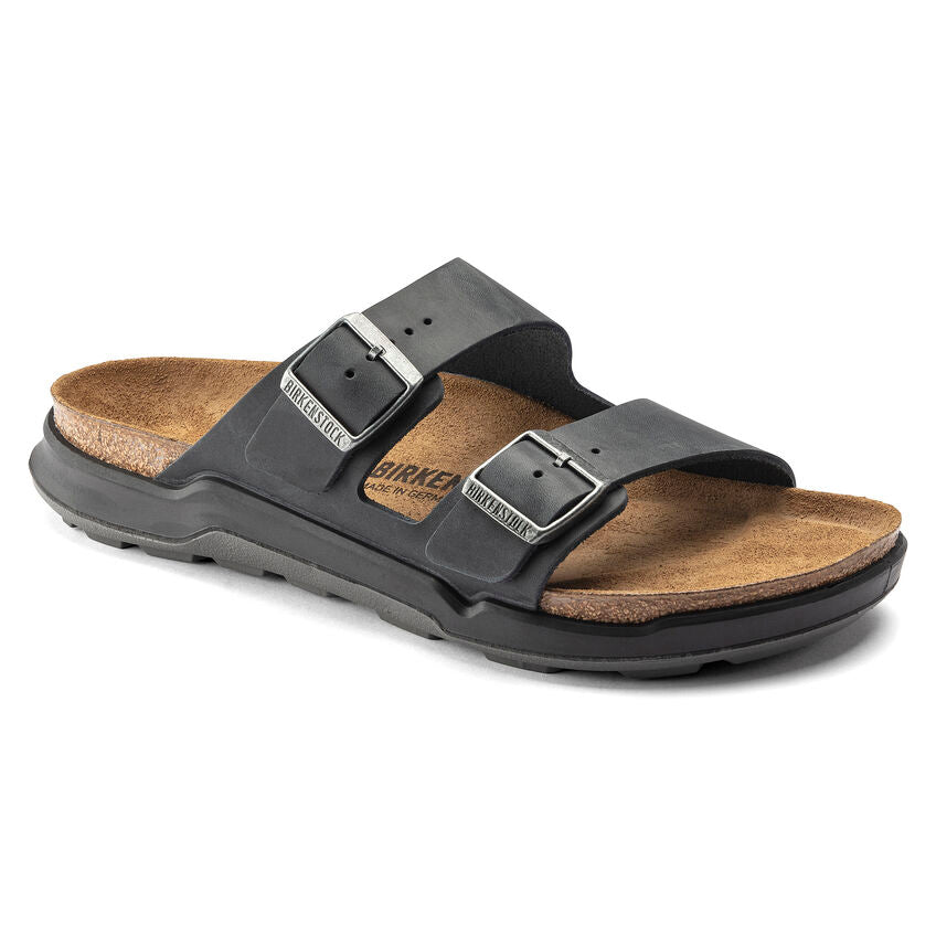 BIRKENSTOCK ARIZONA RUGGED BLACK OIL LEATHER REGULAR