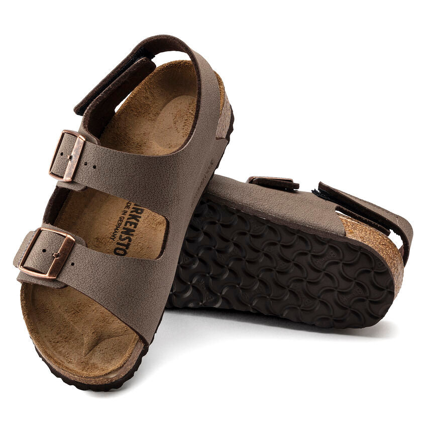 BIRKENSTOCK MILANO HOOK AND LOOP MOCHA BIRKIBUC NARROW