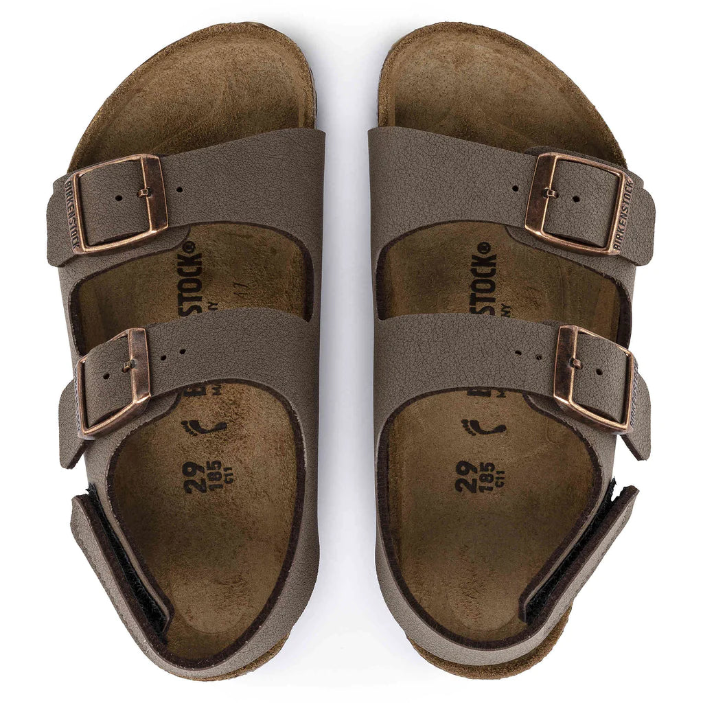 BIRKENSTOCK MILANO HOOK AND LOOP MOCHA BIRKIBUC NARROW