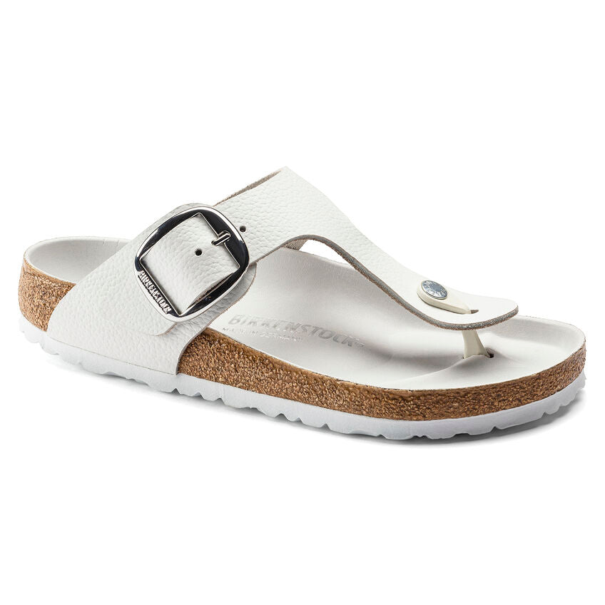 BIRKENSTOCK GIZEH BIG BUCKLE WHITE LEATHER REGULAR