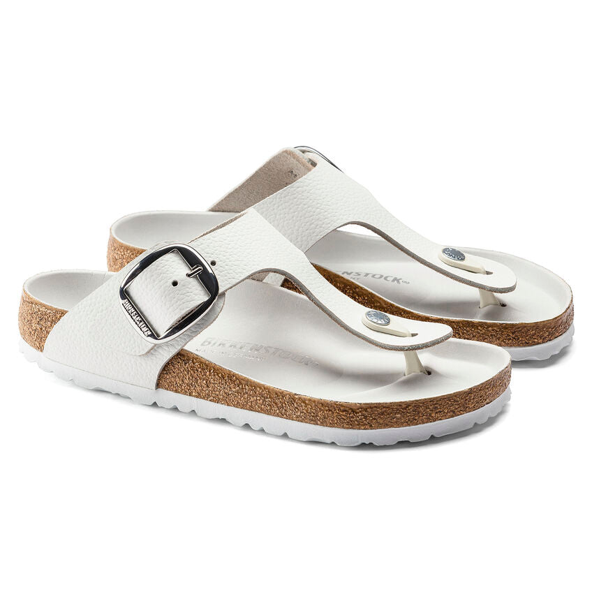 BIRKENSTOCK GIZEH BIG BUCKLE WHITE LEATHER REGULAR