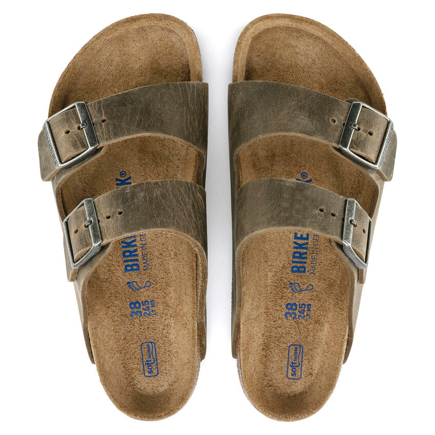 BIRKENSTOCK ARIZONA SOFT FOOTBED KHAKI OIL LEATHER REGULAR