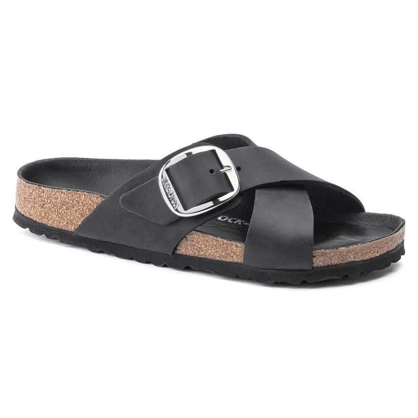 BIRKENSTOCK SIENA BIG BUCKLE BLACK OIL LEATHER NARROW