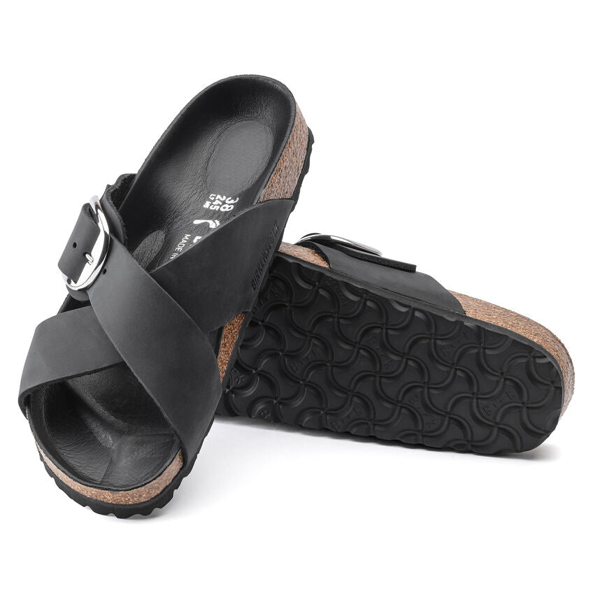 BIRKENSTOCK SIENA BIG BUCKLE BLACK OIL LEATHER NARROW