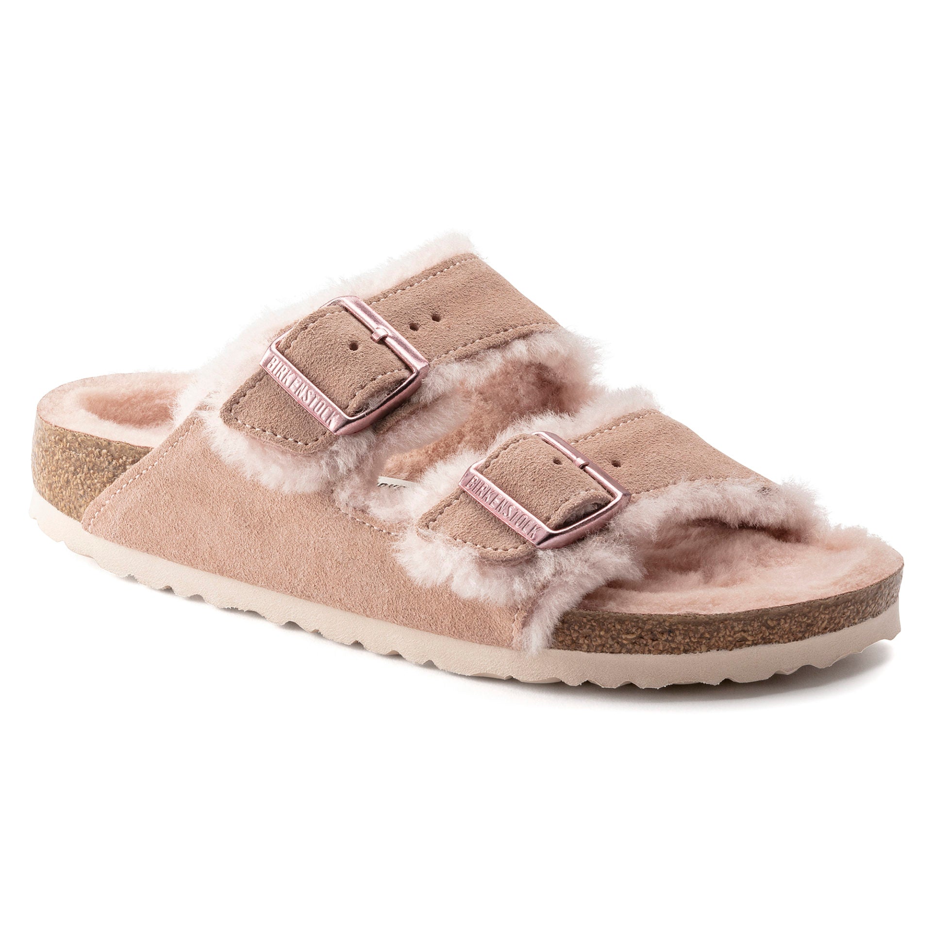 BIRKENSTOCK ARIZONA LIGHT ROSE SUEDE SHEARLING REGULAR