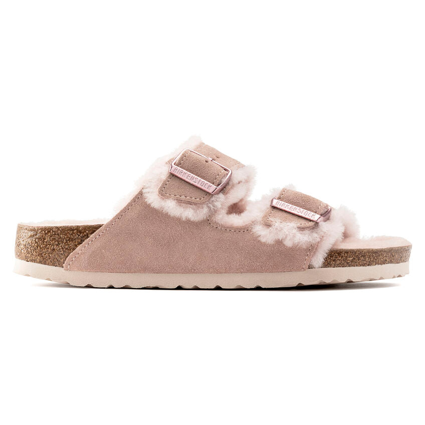 BIRKENSTOCK ARIZONA LIGHT ROSE SUEDE SHEARLING NARROW