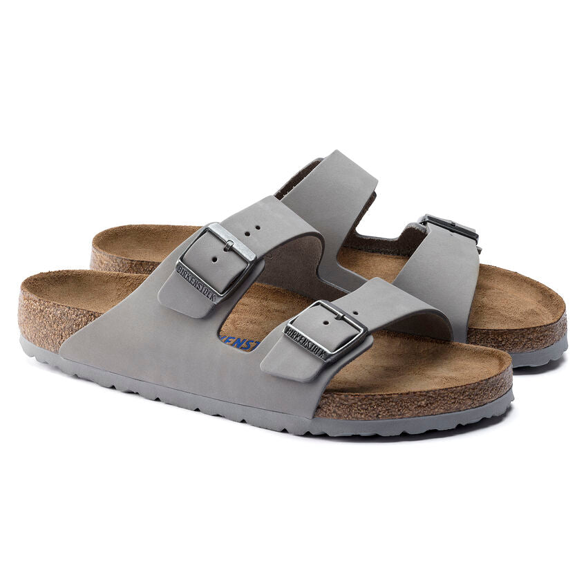 BIRKENSTOCK ARIZONA SOFT FOOTBED DOVE GRAY NUBUCK NARROW