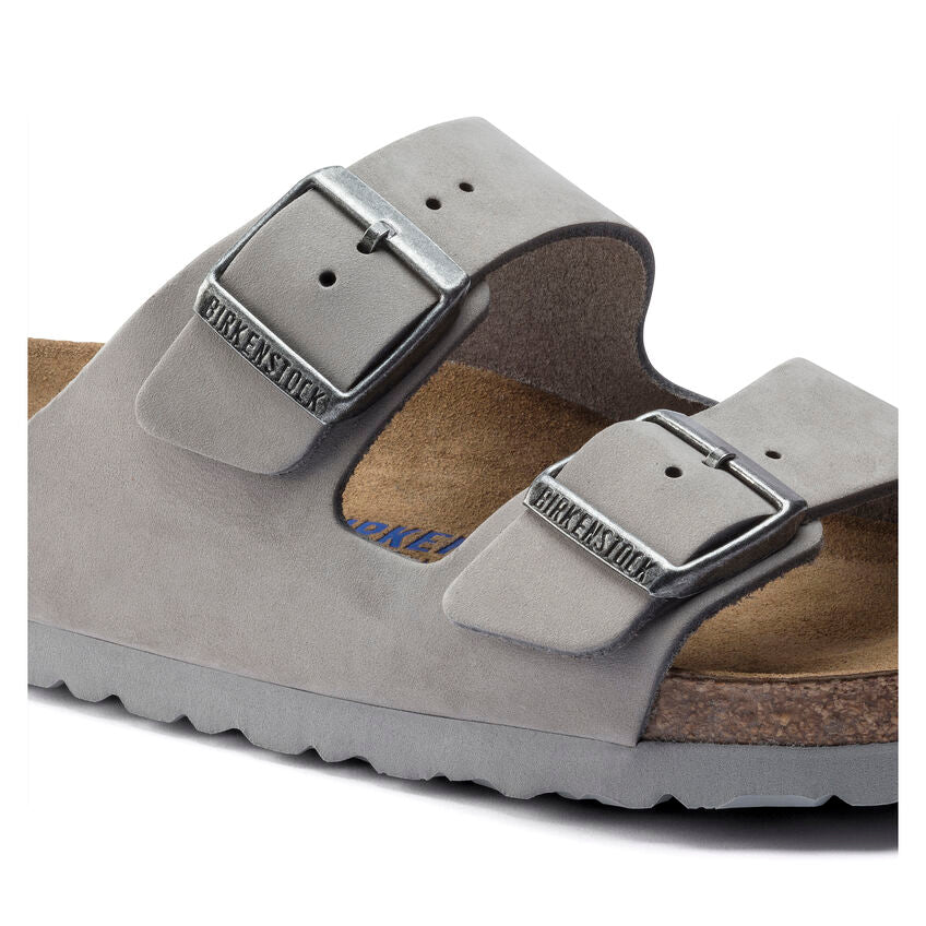 BIRKENSTOCK ARIZONA SOFT FOOTBED DOVE GRAY NUBUCK NARROW