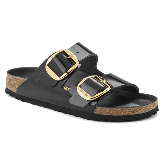 BIRKENSTOCK ARIZONA BIG BUCKLE HIGH SHINE BLACK LEATHER NARROW