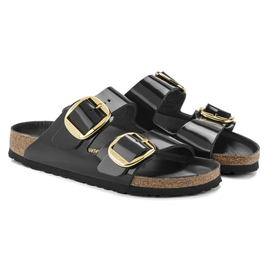 BIRKENSTOCK ARIZONA BIG BUCKLE HIGH SHINE BLACK LEATHER NARROW