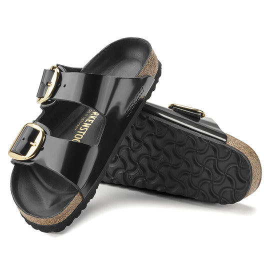 BIRKENSTOCK ARIZONA BIG BUCKLE HIGH SHINE BLACK LEATHER NARROW