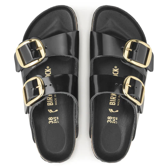 BIRKENSTOCK ARIZONA BIG BUCKLE HIGH SHINE BLACK LEATHER NARROW