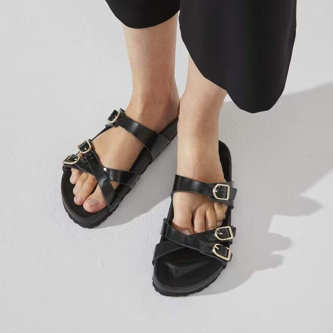 Birkenstock Franca Natural Leather Sandals - Patent Black - 1022525 - Regular