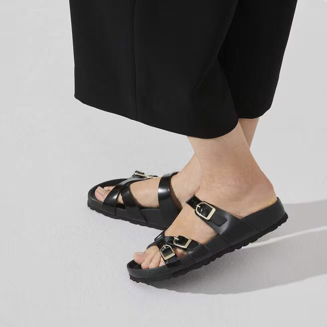 Birkenstock Franca Natural Leather Sandals - Patent Black - 1022525 - Regular