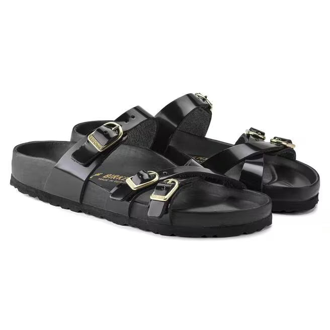Birkenstock Franca Natural Leather Sandals - Patent Black - 1022525 - Regular