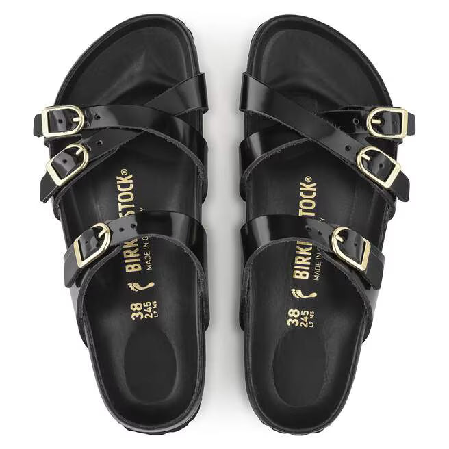 Birkenstock Franca Natural Leather Sandals - Patent Black - 1022525 - Regular