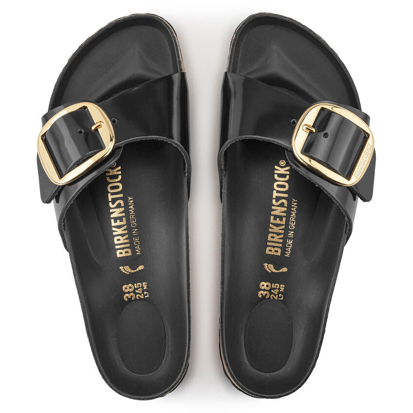 BIRKENSTOCK MADRID BIG BUCKLE HIGH SHINE BLACK LEATHER NARROW