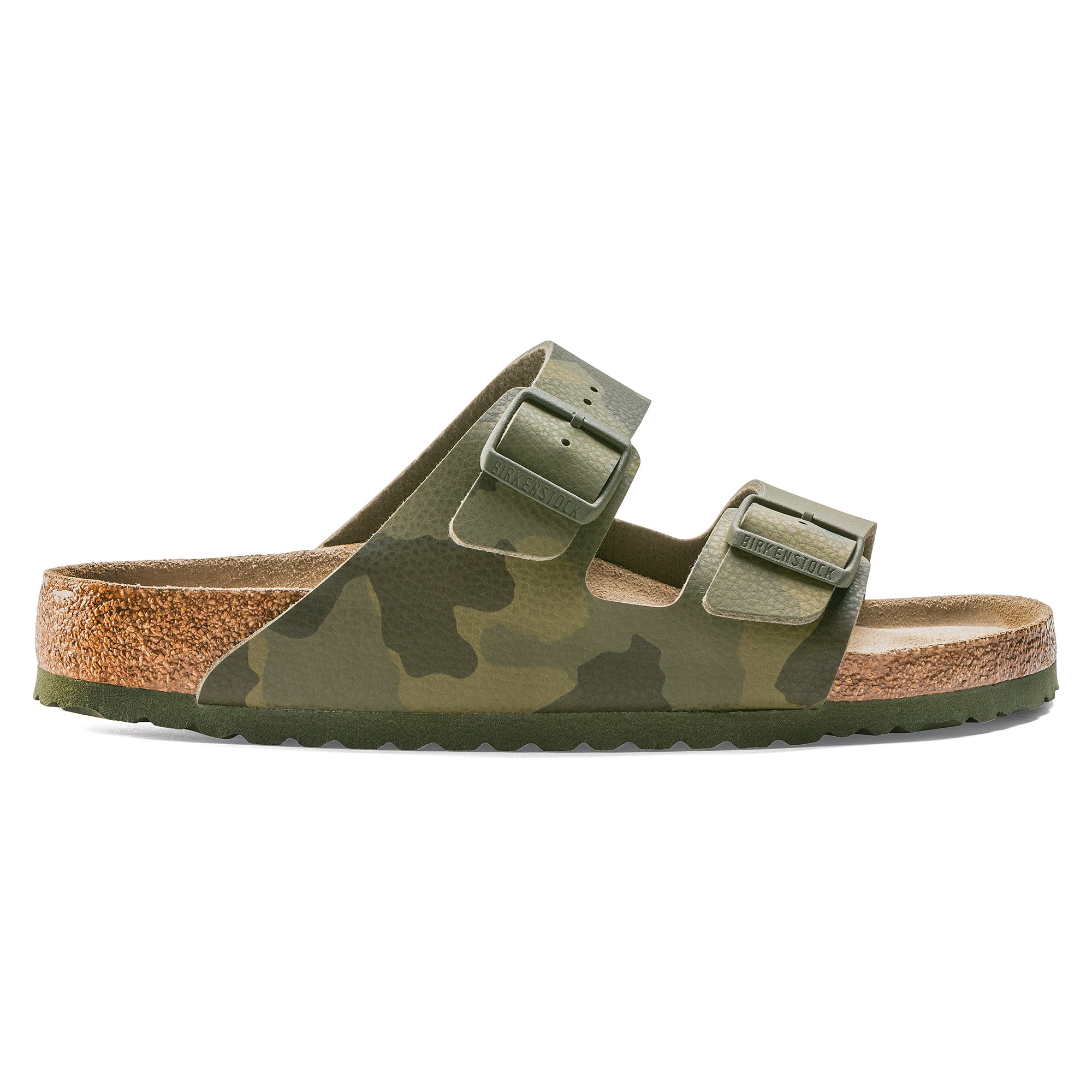 BIRKENSTOCK ARIZONA SOFT FOOTBED WHITE CAMO GREEN NARROW