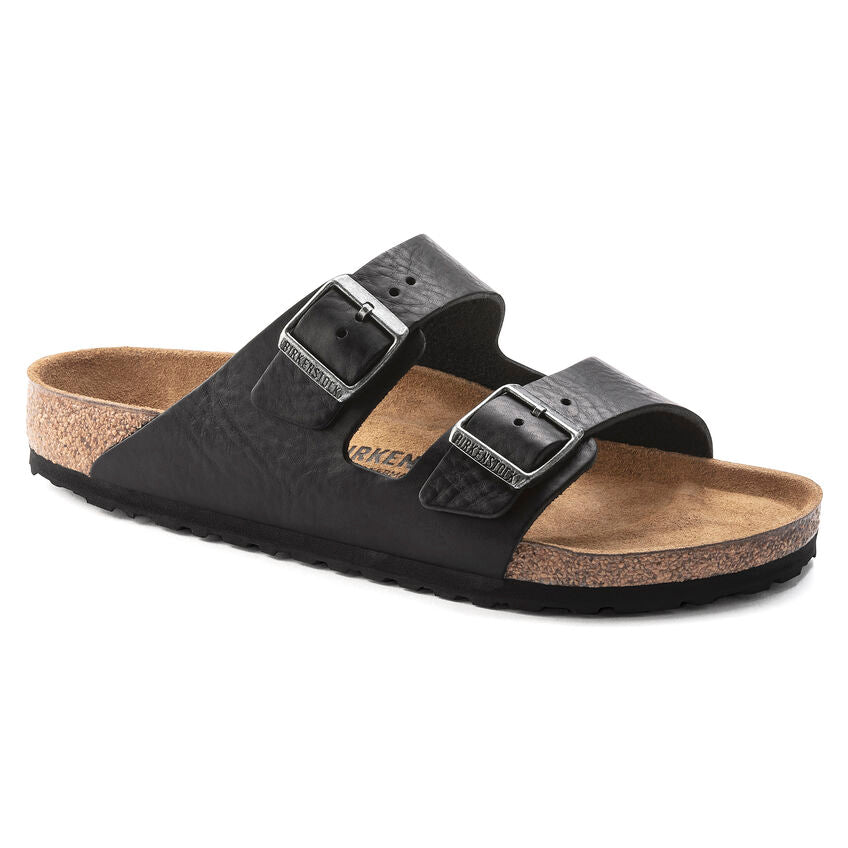 BIRKENSTOCK ARIZONA GRIP VINTAGE BLACK LEATHER REGULAR