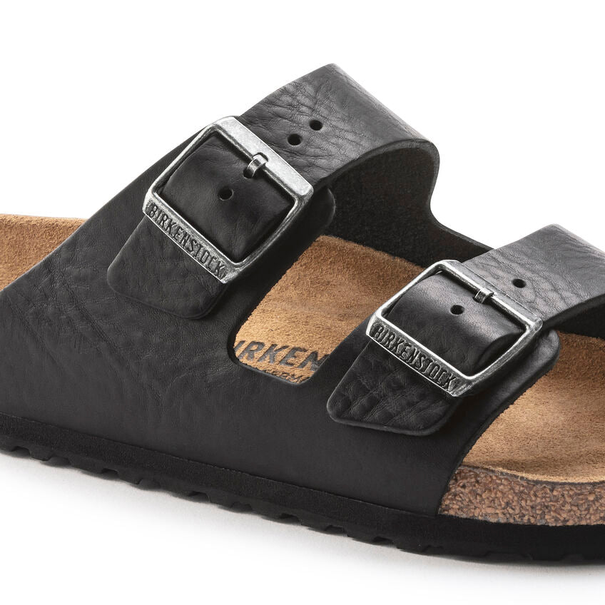 BIRKENSTOCK ARIZONA GRIP VINTAGE BLACK LEATHER REGULAR