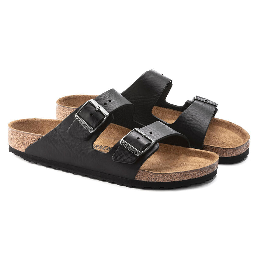 BIRKENSTOCK ARIZONA GRIP VINTAGE BLACK LEATHER REGULAR