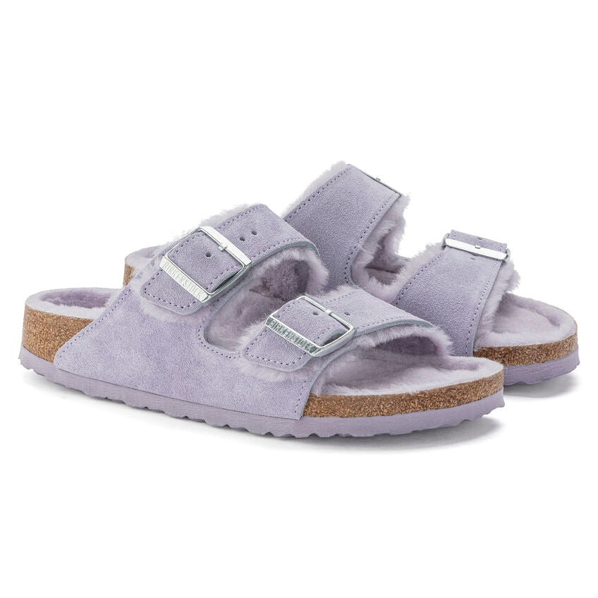 BIRKENSTOCK ARIZONA PURPLE FOG SHEARLING SUEDE NARROW