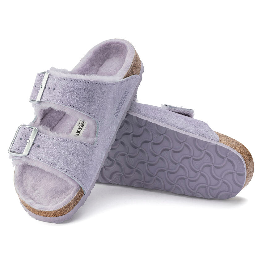 BIRKENSTOCK ARIZONA PURPLE FOG SHEARLING SUEDE NARROW