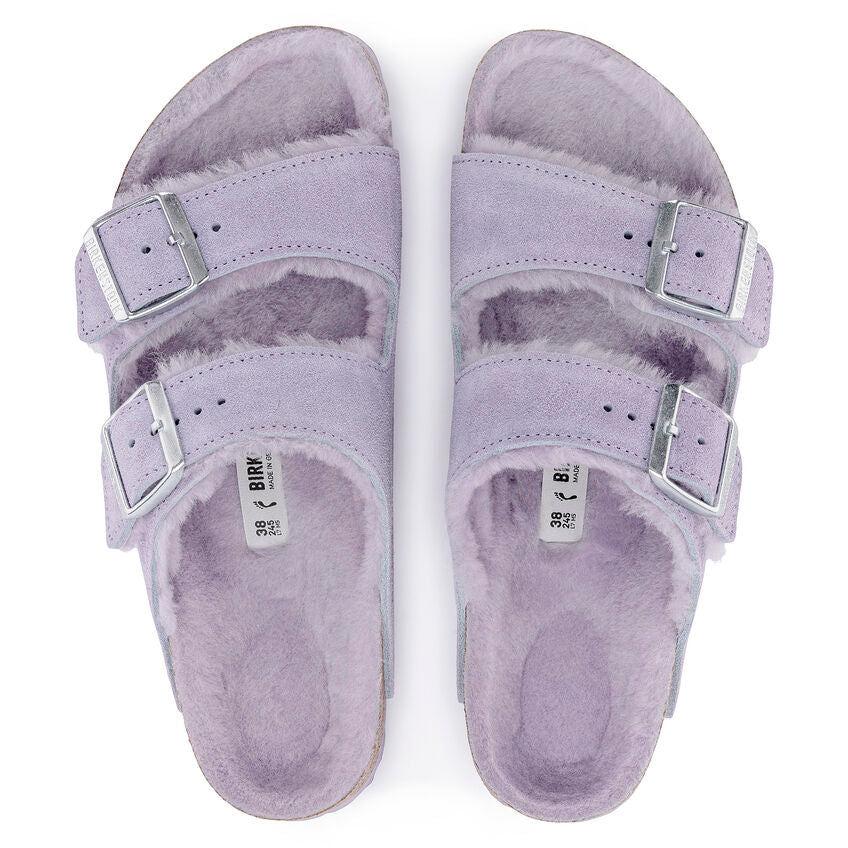 BIRKENSTOCK ARIZONA PURPLE FOG SHEARLING SUEDE NARROW