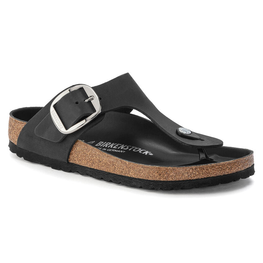 BIRKENSTOCK GIZEH BIG BUCKLE BLACK OIL LEATHER REGULAR