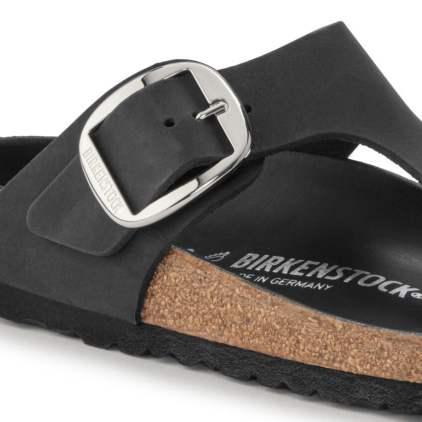 BIRKENSTOCK GIZEH BIG BUCKLE BLACK OIL LEATHER REGULAR