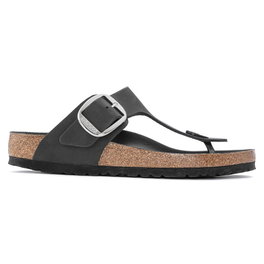 BIRKENSTOCK GIZEH BIG BUCKLE BLACK OIL LEATHER REGULAR