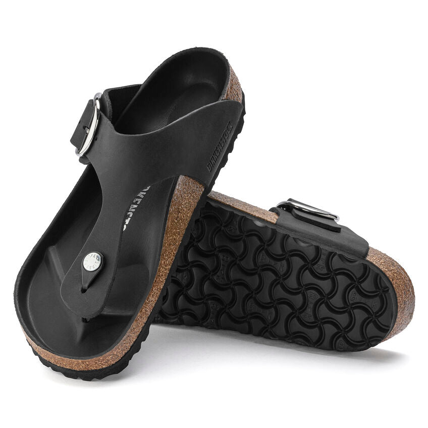 BIRKENSTOCK GIZEH BIG BUCKLE BLACK OIL LEATHER REGULAR