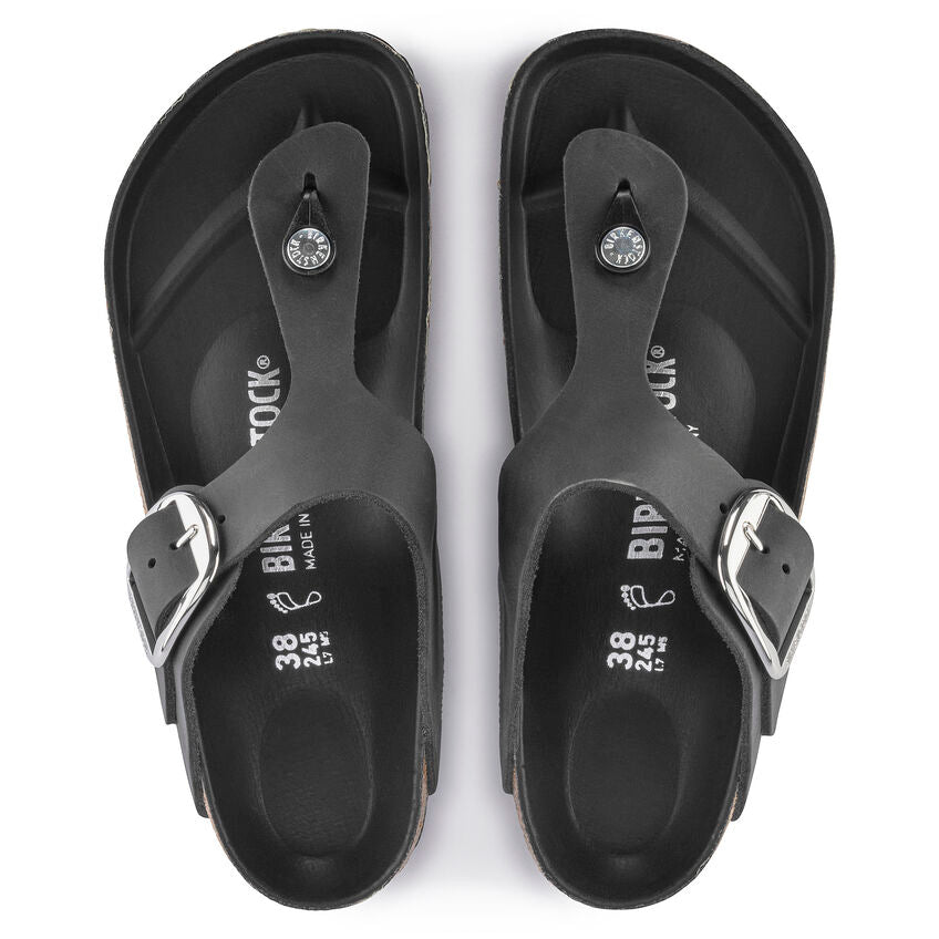 BIRKENSTOCK GIZEH BIG BUCKLE BLACK OIL LEATHER REGULAR