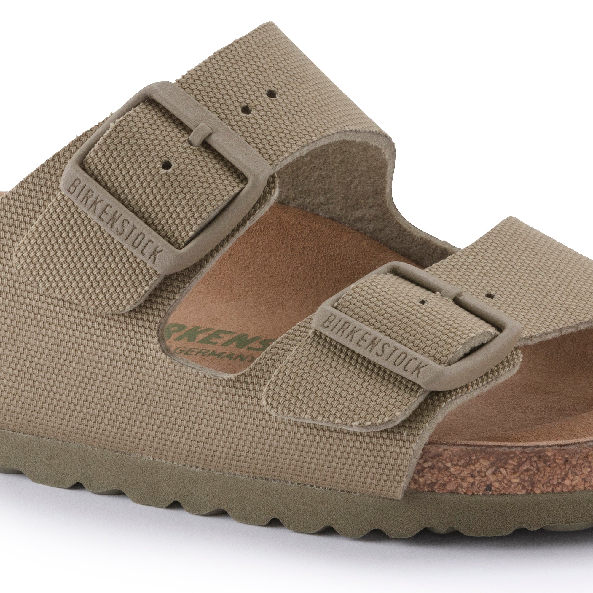 BIRKENSTOCK ARIZONA VEGAN FADED KHAKI CANVAS NARROW