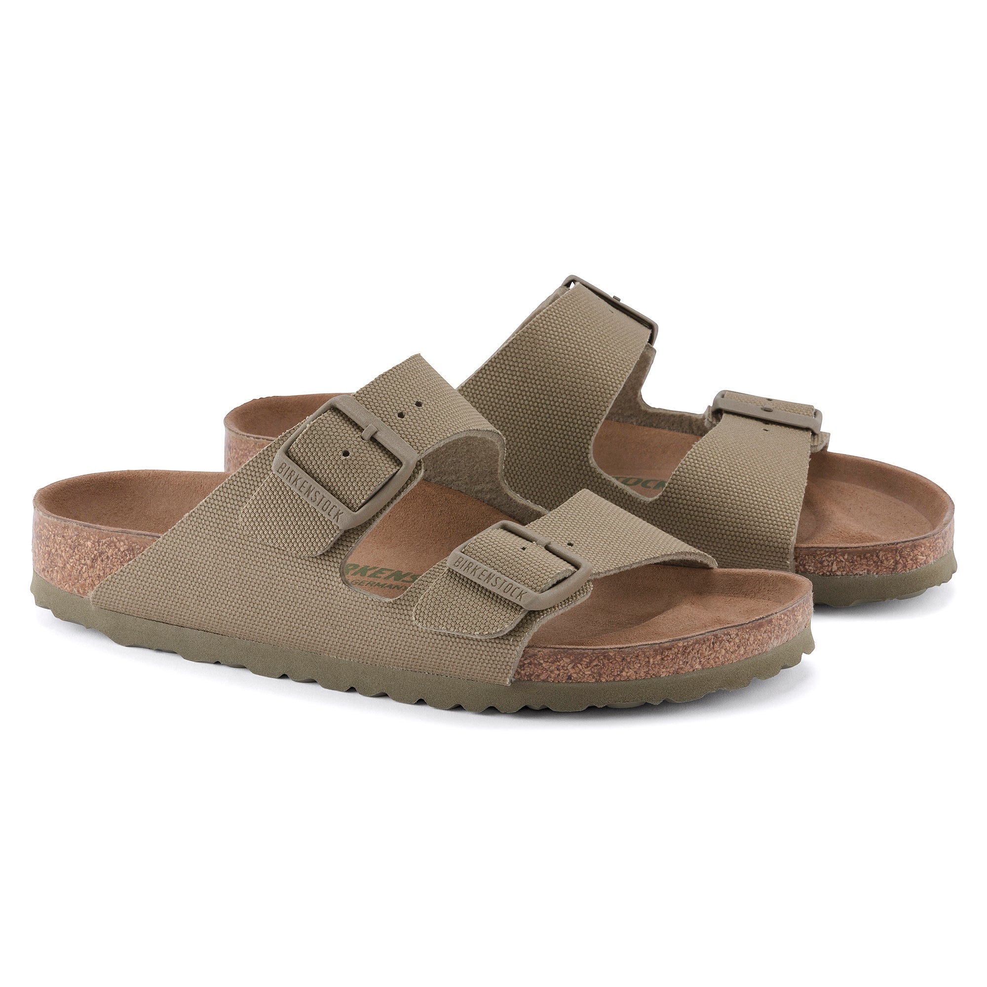 BIRKENSTOCK ARIZONA VEGAN FADED KHAKI CANVAS NARROW