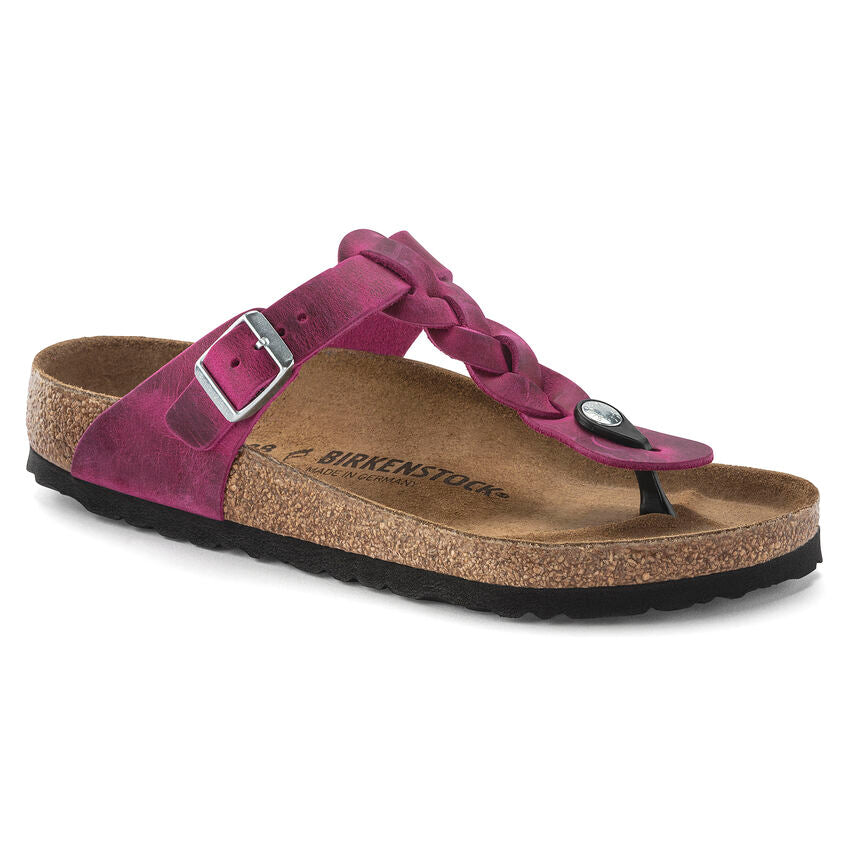 BIRKENSTOCK GIZEH BRAIDED FUCHSIA OIL LEATHER REGULAR