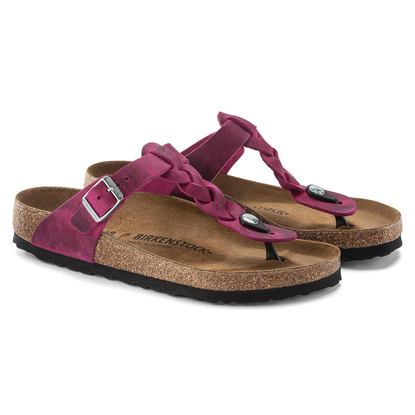 BIRKENSTOCK GIZEH BRAIDED FUCHSIA OIL LEATHER REGULAR