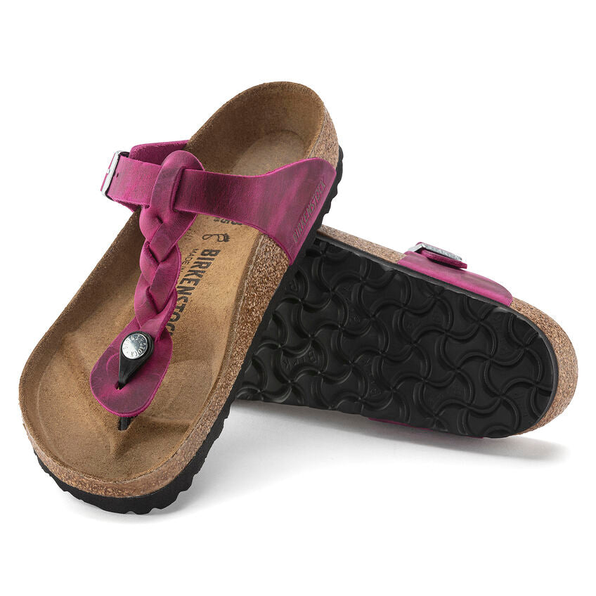 BIRKENSTOCK GIZEH BRAIDED FUCHSIA OIL LEATHER REGULAR