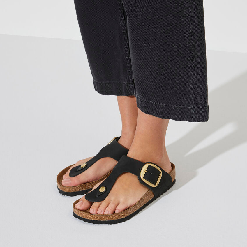 BIRKENSTOCK GIZEH BIG BUCKLE BLACK NUBUCK REGULAR